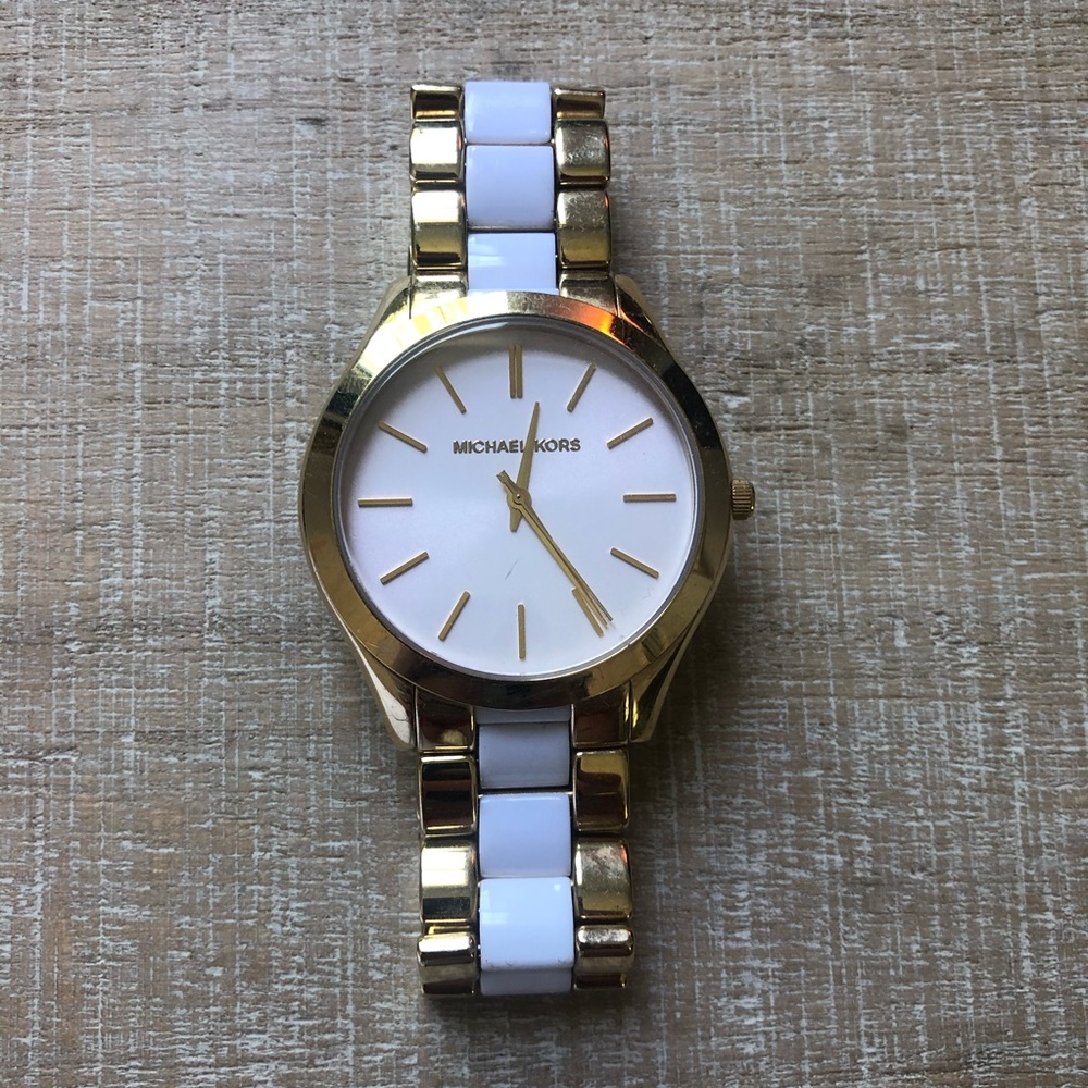 Michael Kors White Face Goldtone Watch